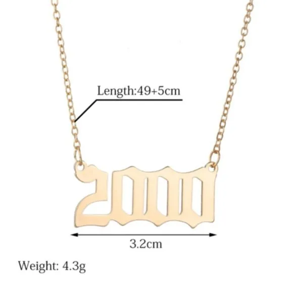 Yr 2000 Customizable Chain Necklace-birthday, anniversary, wedding date - Image 4