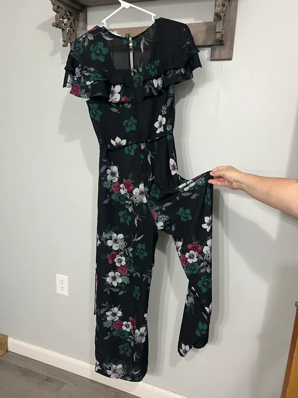 June and Hudson Black Floral Jumpsuit - Image 3