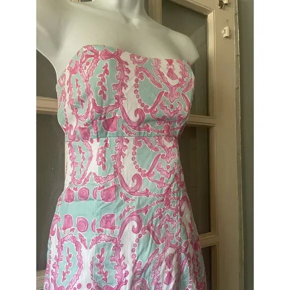 KAELI SMITH‎ Meghan Shell Mirror Sundress Dress Aqua/Pink - Image 8