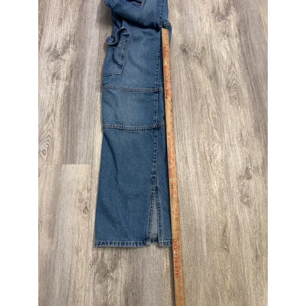 Zara Womens Blue Mid Rise Cargo Straight Leg Jeans with Side Slits Size 4 - Image 8