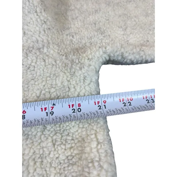 VTG 90s Y2K Denim & Co Faux Fur Collar Sherpa Fleece Zip Jacket M Ivory Coat - Image 9