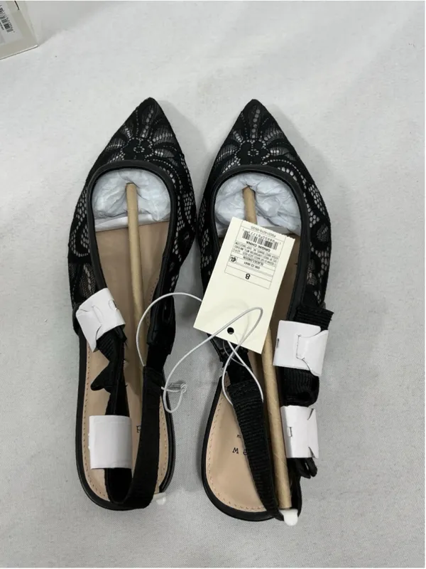 Womans New A New Day London SlingBack Flats Size 8 Black Pointed Toe Lace Fabric - Image 3