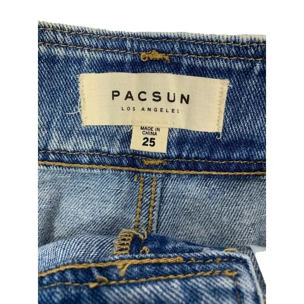 Pacsun Los Angeles Women's Light Denim Distressed Short Jean Skirt - Image 3