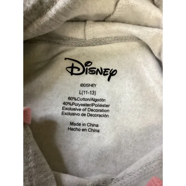 Disney Mickey Mouse Cropped Hoodie Gray Neon Drawstring Large‎ (11-13)NWOT - Image 3
