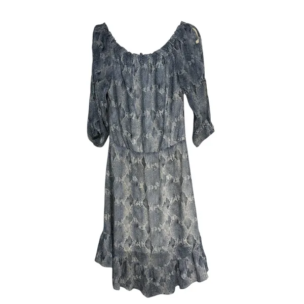 White House Black Market Off Shoulder Tiered‎ Ruffle Print Dress M - Image 5