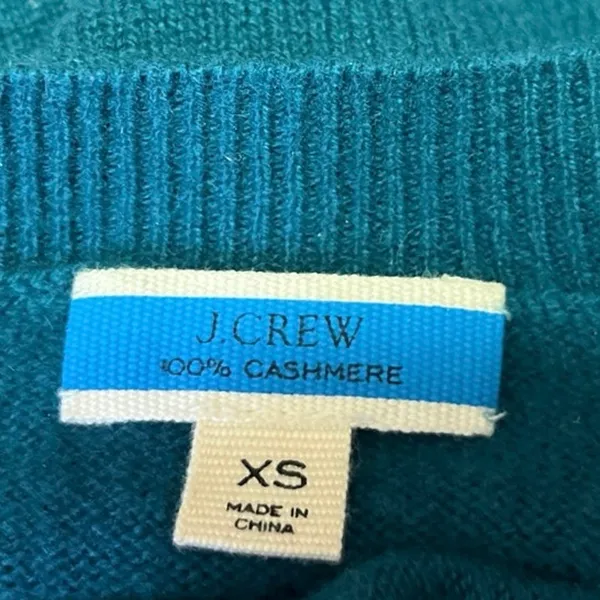 J.Crew 100% Cashmere Women's Blue Knit Long Sleeve Crew Neck Sweater Top Size XS - Image 3
