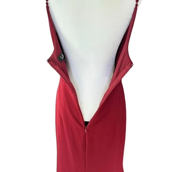 Lulus - Infinite Glory Wine Red Maxi Dress Sz L - Image 9