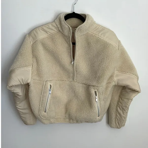 Madewell Faux Shearling Half-Zip Pullover NWT‎ size xsmall - Image 6
