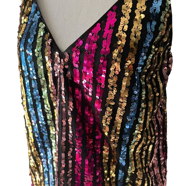 ASOS‎ Multicolor Sequin Camisole Top Party Colorful Going Out Size 4 - Image 2