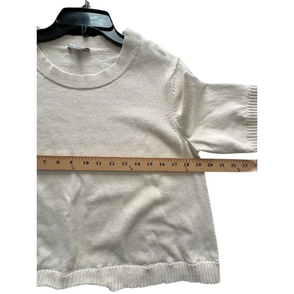 COS Oatmeal Mock Layered Crew Neck Sweater Medium Ruffle‎ Academia Preppy #V12-4 - Image 4