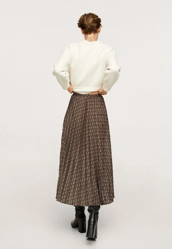 NWT MANGO Woman’s Maxi Monogram Pleated Skirt, Sz S - Image 2