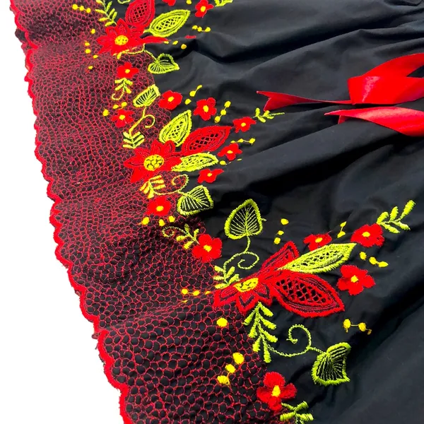 Handmade Philippine Embroidered Dress Black - Image 7