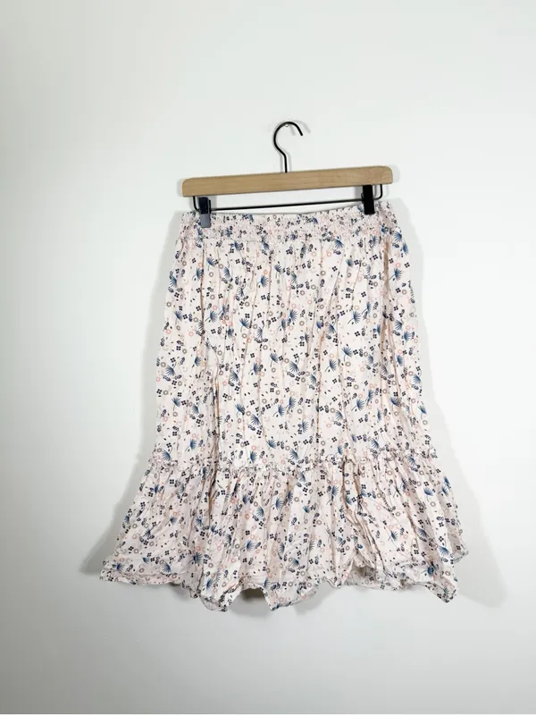 Downeast Basics Cotton Voile Midi Skirt Fan Floral Tiered Large - Image 3