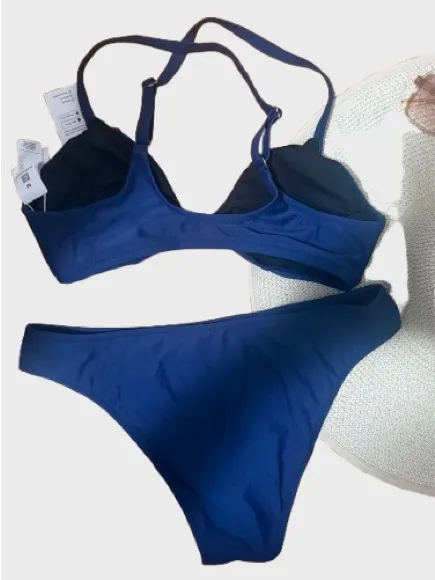 NWT Cupshe Navy Blue Tie-Front Bikini Set - Image 4