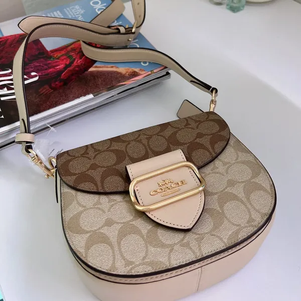 NWT Coach Morgan Saddle Bag In Blocked Signature Canvas ch507 - Image 4