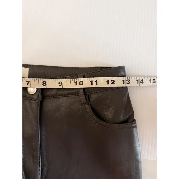 Aritzia Wilfred Faux Leather Vegan Straight Leg Pants Charcoal‎ Grey Size 2 - Image 7