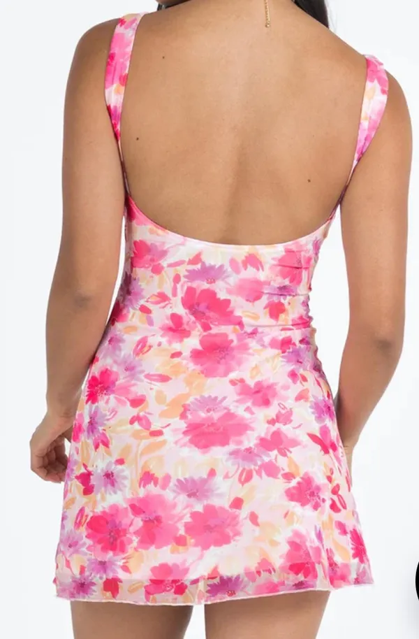 Princess Polly Zumba Mini Dress- Pink Floral - Image 3