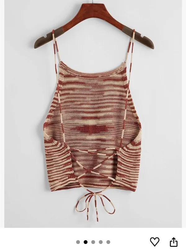 Amazon Striped Knit Camisole - Rust & Cream - Image 2