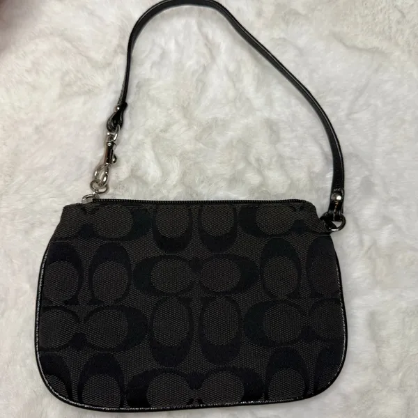 Coach Black Signature Canvas Wristlet - Image 2
