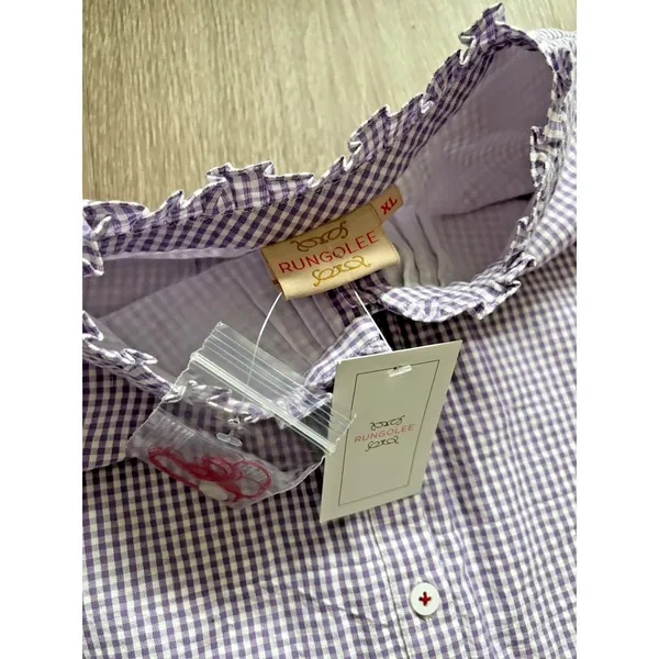 Rungolee Jacqueline‎ Dress Womens XL Purple Gingham Midi Ruffle Cottagecore NWT - Image 6