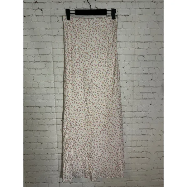 Charlie Holiday Floral Maxi‎ Skirt White Pink Yellow Ditsy Print Size 4 USA S - Image 2