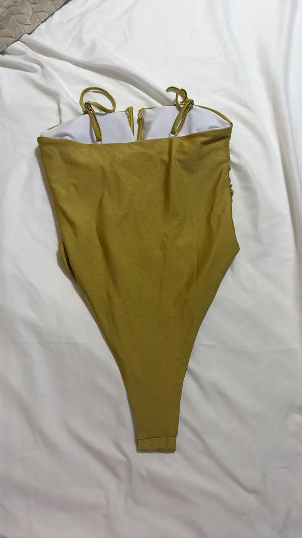 Chartreuse One Piece Swimsuit Yellow Size M - Image 2