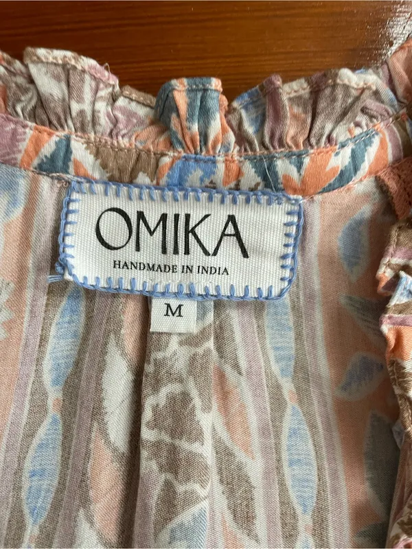 Omika Cala Blouse in Nitara Peach Peasant Boho Tassel Sz M 💛🎀 - Image 8