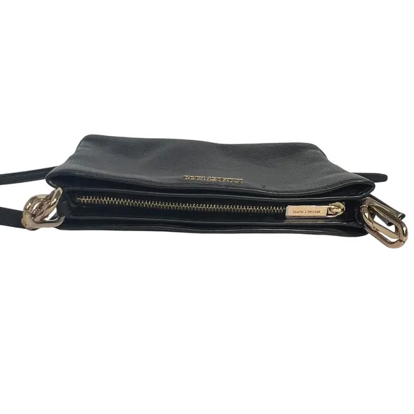 Michael‎ Kors Trisha Crossbody Women Medium Black Pebbled Leather Gold Hardware - Image 7