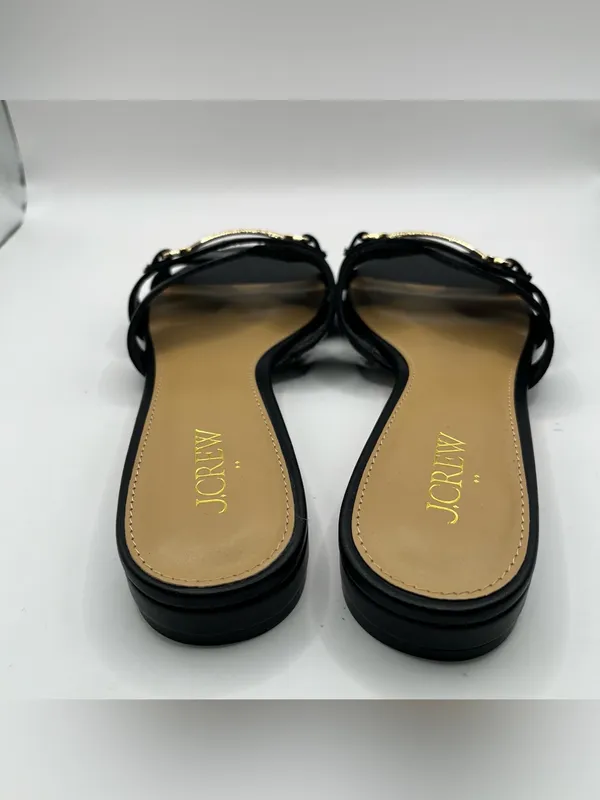 J.Crew Bit Slide Sandals in black slip on polished gold-tone horsebit size 7 - Image 6