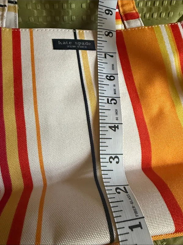 kate spade Yellow, Orange & Red Striped Canvas Tote NWOT - Image 10