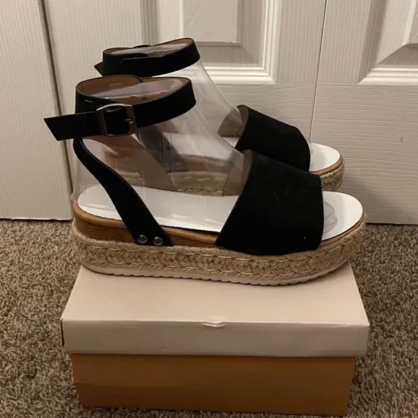 SheIn Womens Black Ankle Strap Espadrille Platform Sandals - Image 8