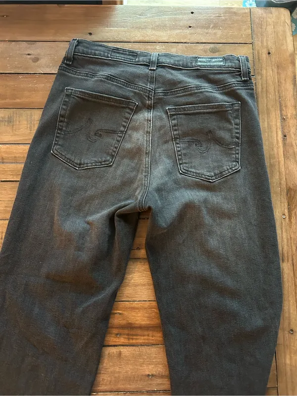 AG Brinley Mid Rise Straight Leg Dark Charcoal Black Jeans 28 - Image 10