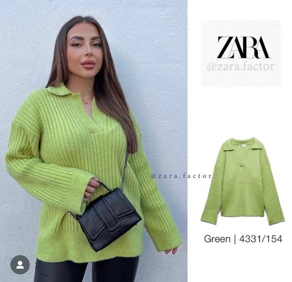 ZARA Ribbed Collar Relaxed Sweater Cardigan - Image 2