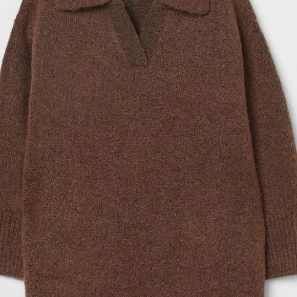 NWT H&M Knit Sweater Dress Wool Blend In Dark Brown - Image 5