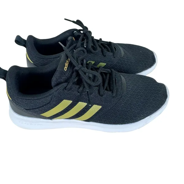 Adidas Black Gold 3 Stripe‎ QT Racer 2.0 Light Lace Up Tennis Shoes Athletic 8.5 - Image 2
