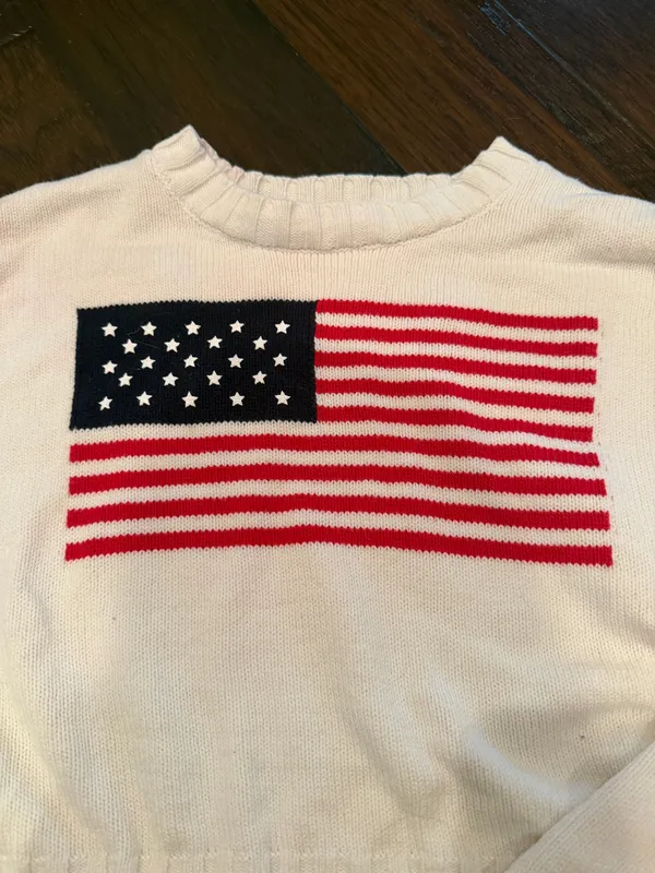 Cropped American flag sweater White - Image 2
