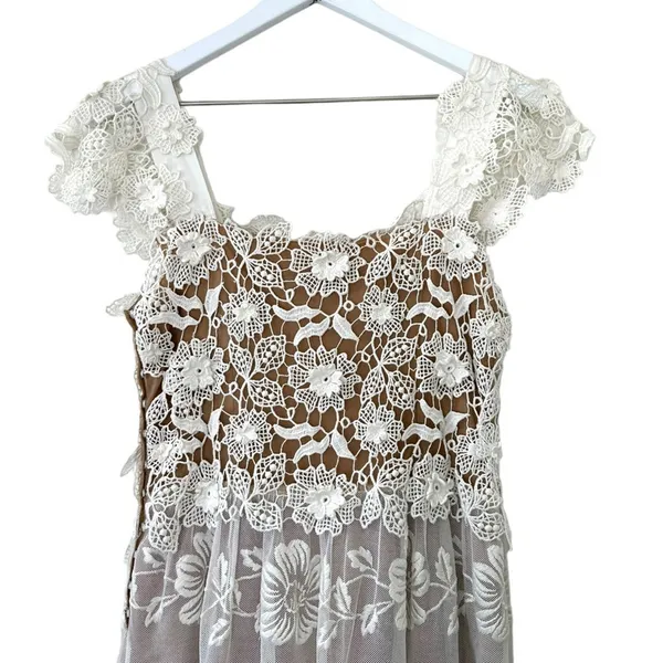 NWT Alberta Ferretti Floral Lace Embroidered Tulle Dress Size 2 - Image 4