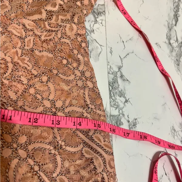 NBD Revolve Secrets Revealed Lace Asymmetrical Romper in Dusty Rose Sz XS - Image 9