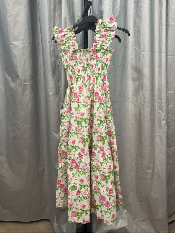 Hill House Home The Ellie Floral Nap Dress Pink Roses Poplin, XS - Image 6