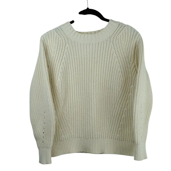 Everlane Womens Chunky Cable Knit‎ Sweater Ivory Pullover M - Image 2