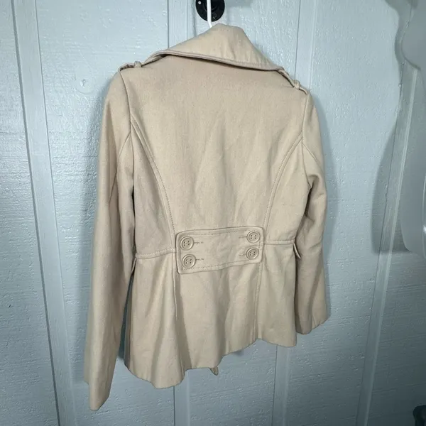 Kenneth Cole Reaction Khaki Double Breasted Belted Jacket Size 4 EUC - Image 7