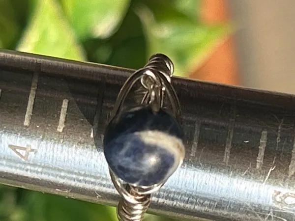 Handmade 💍 Handcrafted Silver tone Copper Wire Wrapped Ring with Sodalite size 5 - Image 3