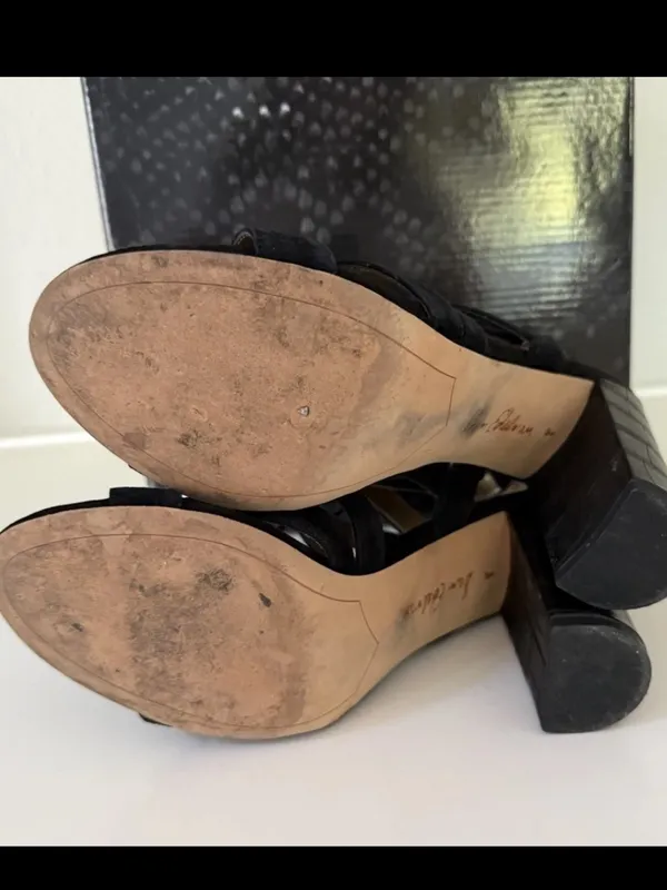 Sam Edelman Yardley Black Suede Lace Up High Heel Sandals Size 8 - Image 5