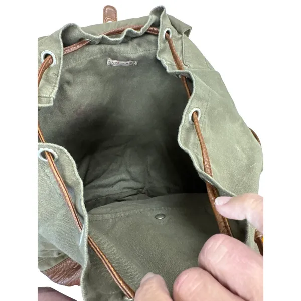Cape Juby Womens Green Denim & Faux Leather Backpack 14x16 SKU 7057 - Image 11