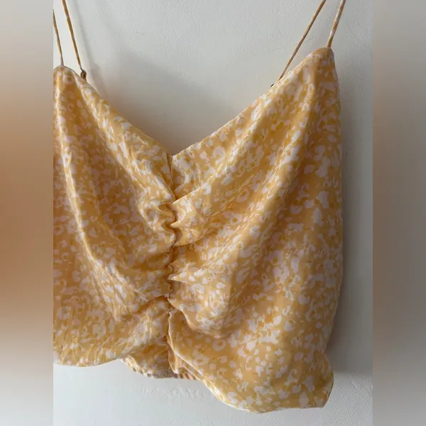 Abercrombie & Fitch Yellow and White Smocked Crop Adorable Top‎ - Image 2