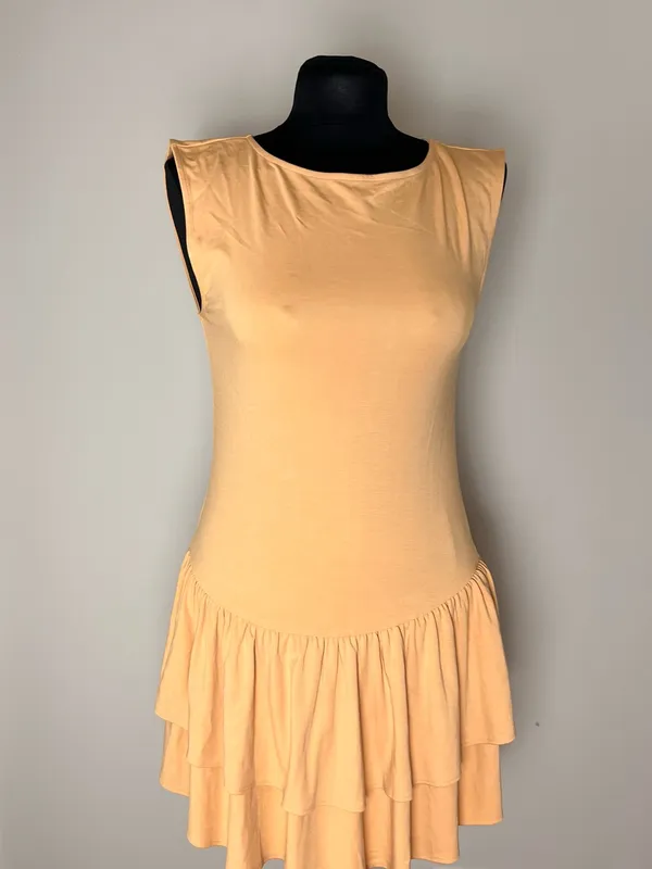 Aritzia Wilfred Bloomsbury Sleeveless Tiered Ruffle Dress in Soft Apricot NWT - Image 3