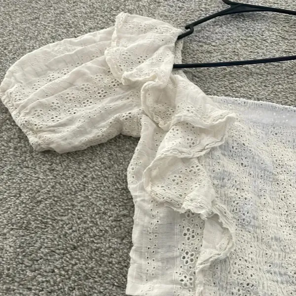 Astr the label size medium white crop top feminine ruffle neutral - Image 2
