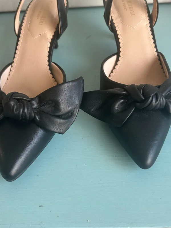 Isaac Mizrahi New York Bow Slingback Kitten Heels Black Size 7 - Image 6