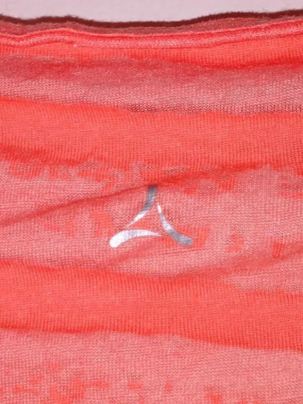 Athleta L Yoga Orange Striped Sheer Long Top - Image 2
