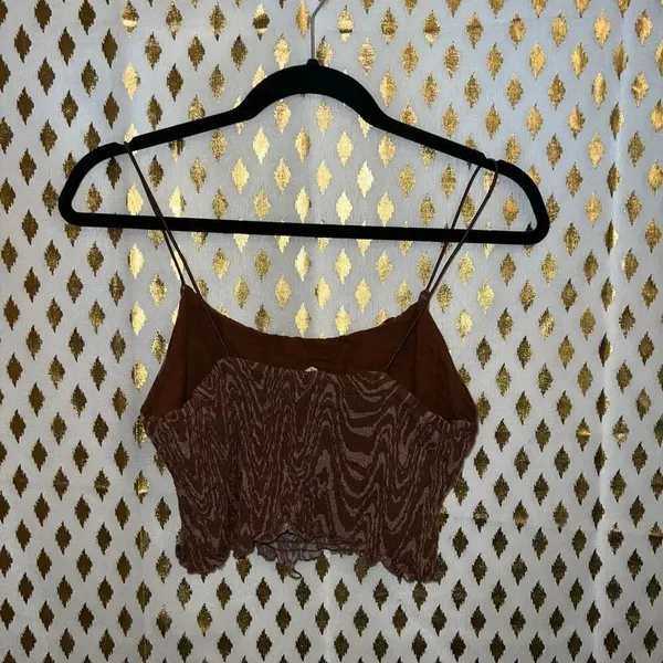 LA hearts by Pacsun groovy zebra brown striped nude crop top tank shirt size S - Image 4